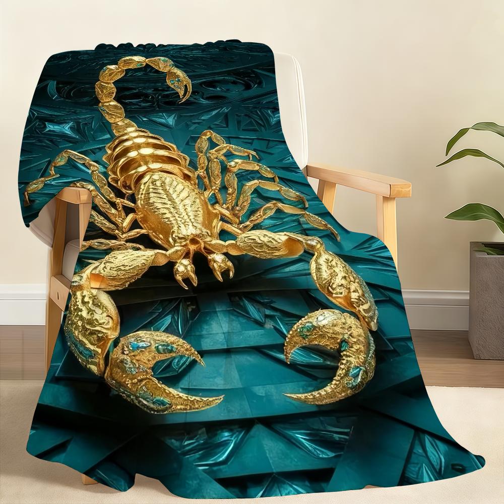Golden Scorpion Blanket Soft Throw Blanket for Home Bedroom Bed Sofa Picnic Travel Office Rest Cover Blanket Gift