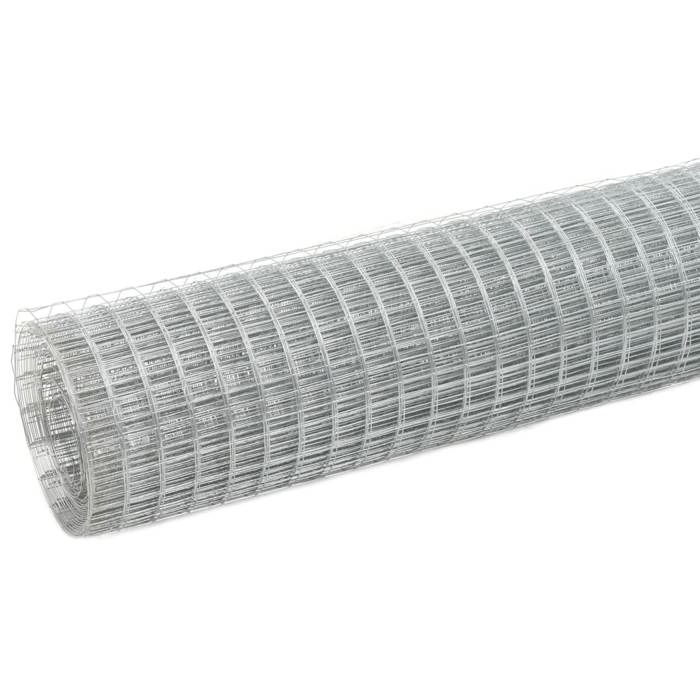 VidaXL Metal Mesh Steel 25x0.5 M Square Silver Trellis Garden Fence 143617