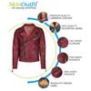 SKINOUTFIT Men Motorcycle Leather Jacket Genuine Dark Red Lambskin Café Racer Biker Outerwear