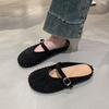 Rhinestone Bag Head Half Slippers Women's 2025 Spring New Flat Bottom Round Head Temperament Advanced Single Shoes Versatile Popular Slippers