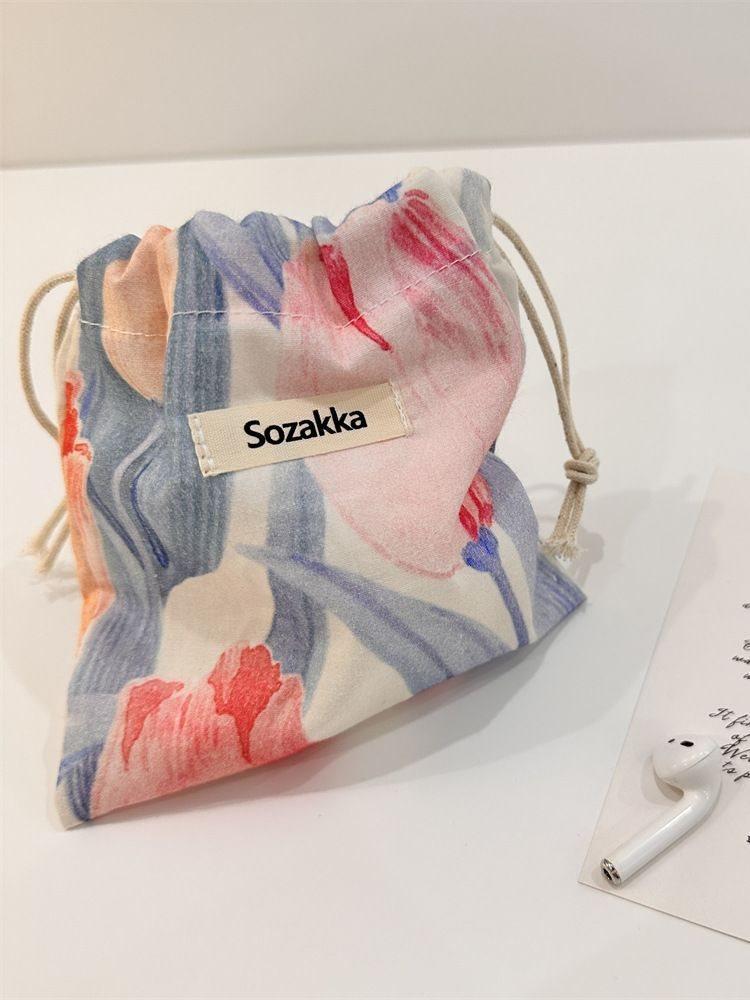 Fresh And Sweet Pink Tulip Fabric Storage Bag Soft Dustproof Organizer Drawstring