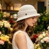 (One Size, Beige) Women's Bucket Hat Hollow Knit Breathable Fisherman Cap Stylish Decorative Letter Detail Sun Hat