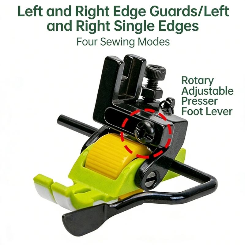 5-in-1 Mehrzweck-Rollsaumfuß mit linken und rechten Führungen Nähmaschinenfuß für Stoffschneiderei Quilting
