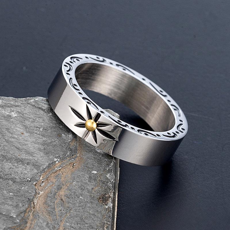 Pánský evropský a americký minimalistický prsten z titanové oceli Polaris