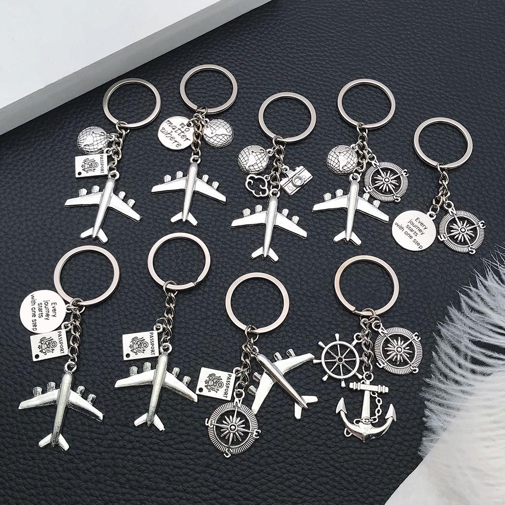Global Travel Airplane Keychain Pendant
