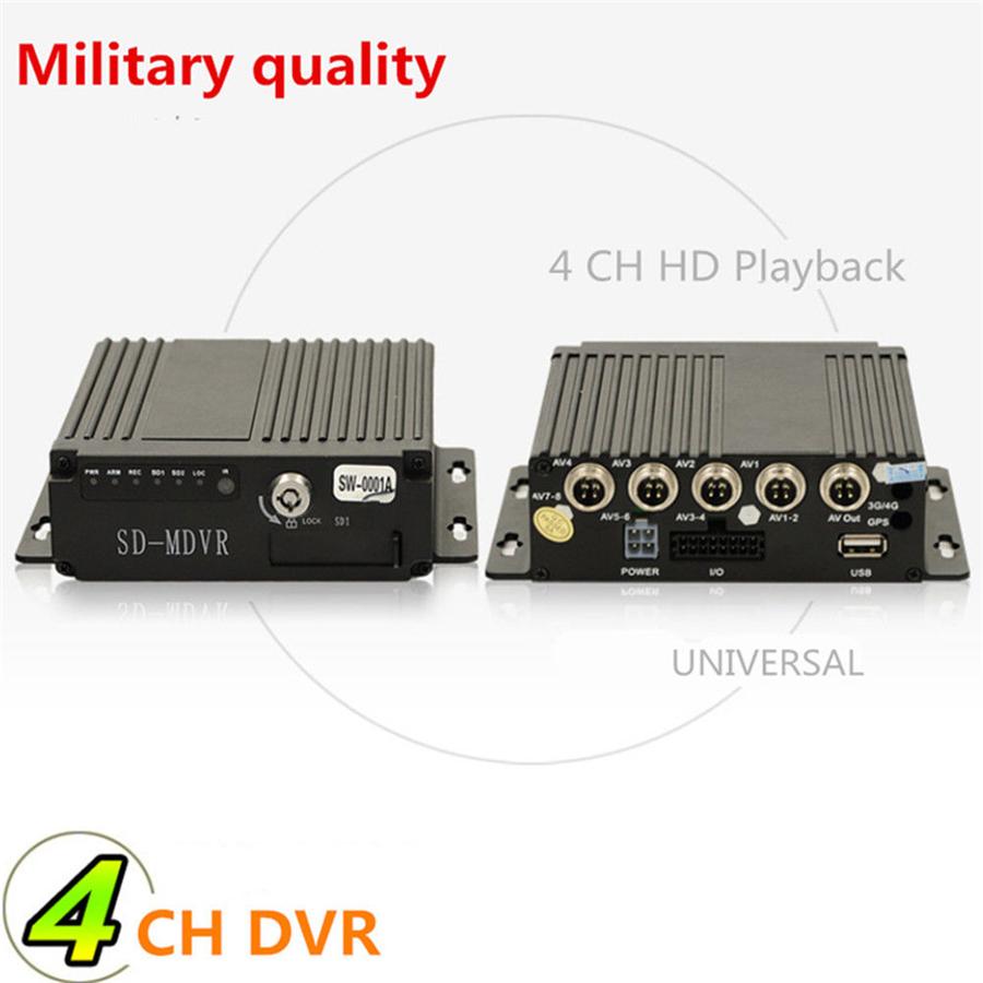 720P 4CH H.264 Car Vehicle DVR Video Recorder Box With 7" HD Car Monitor 4Pcs CCD Front Rear Side Camera For Truck Van Bus