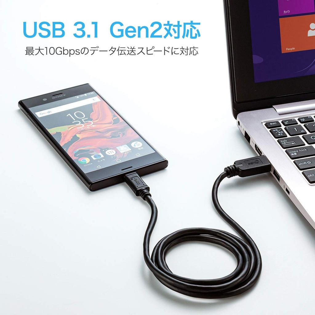 Sanwa Supply USB Gen2 to A Cable 3.1 Type-C (1m) KU31-CA10
