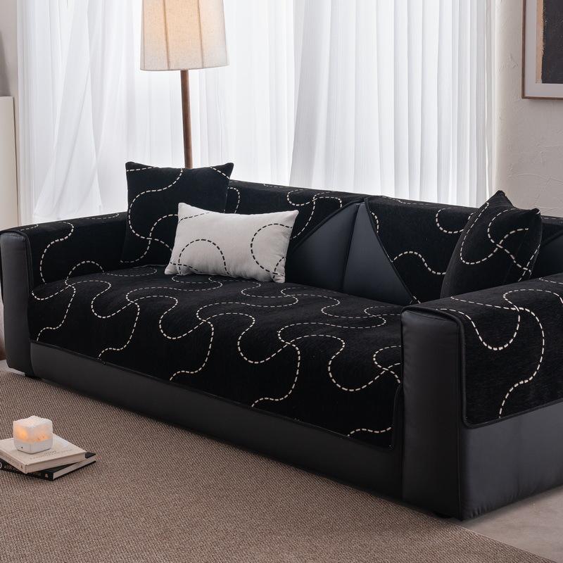 Straight Row Sofa Cushion  New Four-Season Universal One-Piece Cover Towel Light Luxury High-End Seat Cushion Fixed Non-Slip