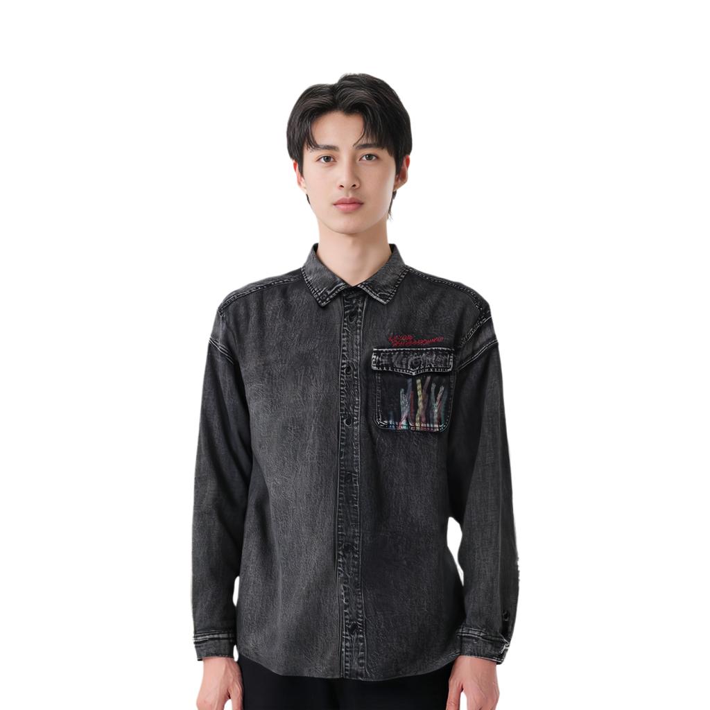 Li Ning Shirts Men's Black Pointed Collar Moderate Other ASHT005-1