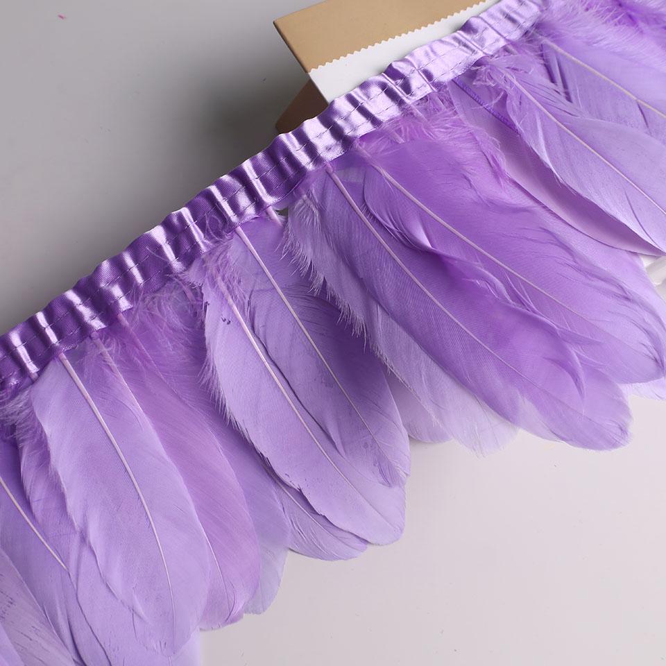 Feather10Meters Goose Feather Fringe Ribbon Handicraft Accessories White Swan Feathers Trims Carnival Plumas Dress Decoration