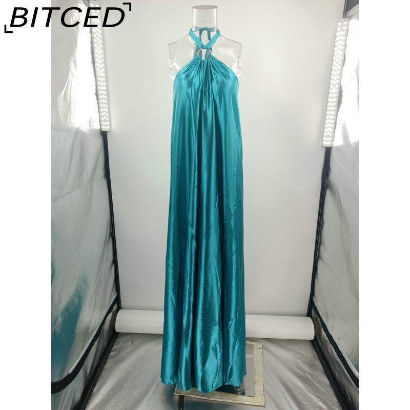 BITCED Summer Sexy Elegance Women's Satin Strapless Ball Gown Party Travel Dress