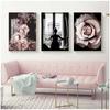 Scandinavian Fashion Poster Pink Flower Sexy Girl Nordic Style Wall Art Canvas Print Painting Modern Living Room Decor Picture
