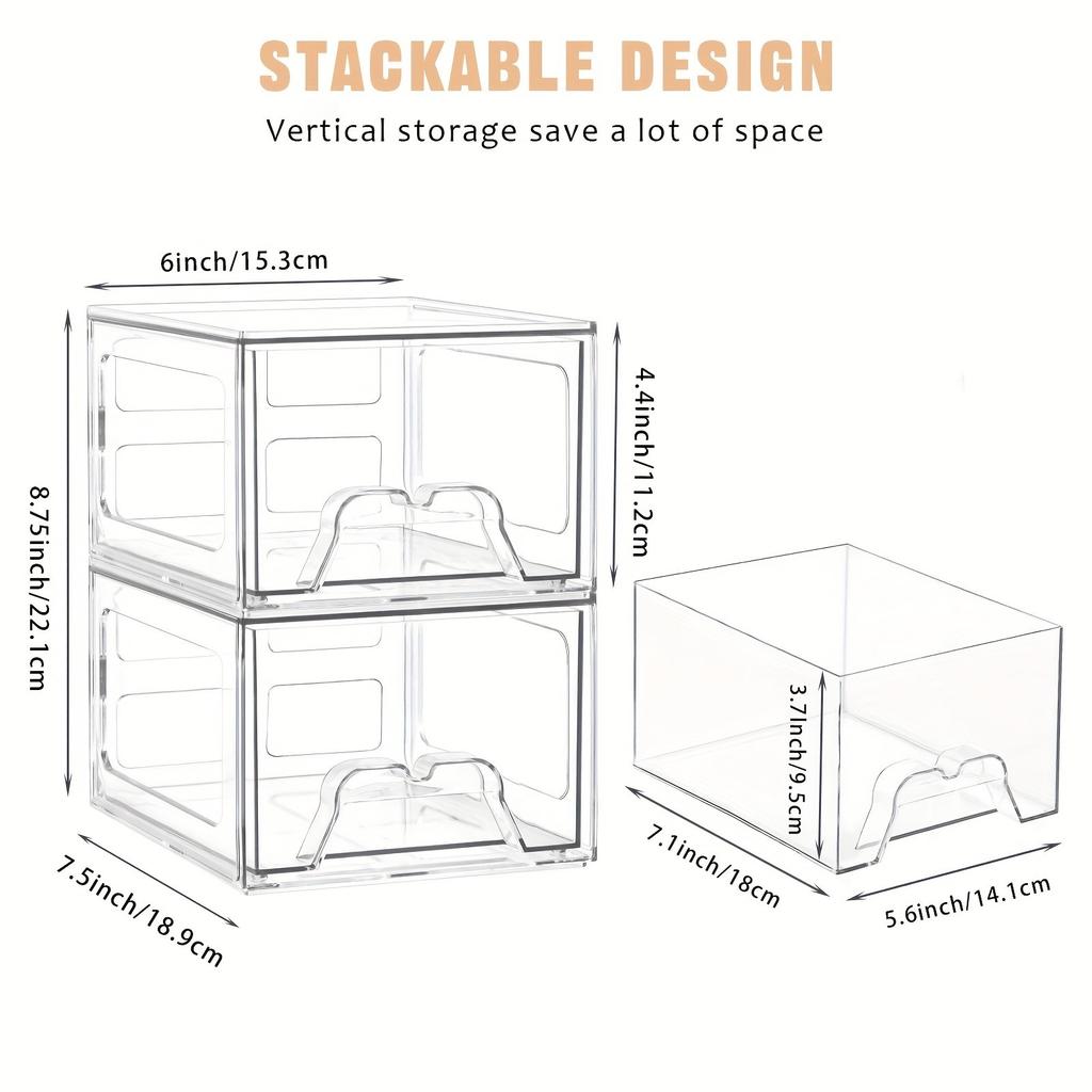 2 st Skrivbordsorganisatör Stapelbar Genomskinlig Lådor Organizer Badrumsförvaring Sminkorganisatör Akryl Förvaringslåda Pappersvaruorganisatör