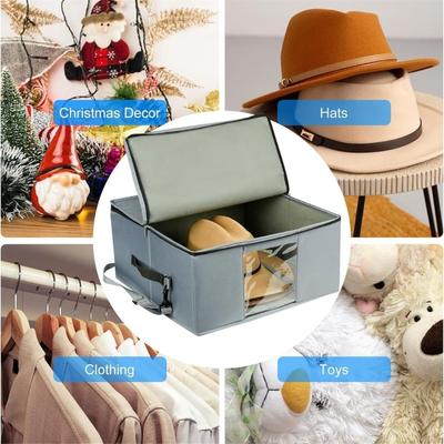 Portable Oxford Cloth Hat Storage Box With Clear Window And Elastic Strap Dustproof Travel Case For Wide Brims Hats