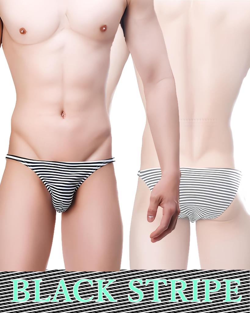 Die sexy Bikinislips mit coolen Bändern an den Baumwoll-Stretchhosen für Herren Set von [Heureux Joie] High-Leg Herren-Bikini mit Seitenbändern, schmalen Seiten, (M, 2)