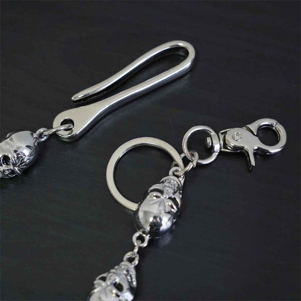 Catena Pesante Robusta per Portafoglio da Biker Catena con Teschio Punk Portachiavi Metallico Catena con Moschettone