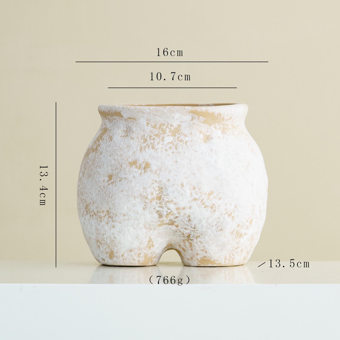 Nordic Wabi-Sabi Ceramic Vase: Retro Irregular Textured Ornament for Living Room Decor