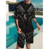 Men's 2-Piece Dragon Pattern Martial Arts-Inspired Sportswear - Quick-Dry Breathable T-Shirt and Yin Yang Dragon Design Shorts