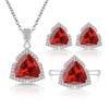 Fashion Temperament Imitation Natural Colored Treasure Zircon Set Ring Necklace Stud Earrings Women's Jewelry