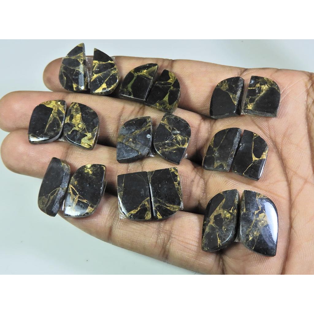 105Cts. Natural Black Copper Tourquise Fancy Cabochon Matched Pair 9Pair Lot A-145