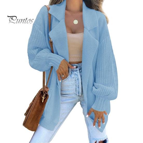 

Женский костюм, пальто, костюм с лацканами, длинный рукав, однотонное трикотажное пальто с карманами, свободный крой, свитер на одной пуговице, пальто S синий