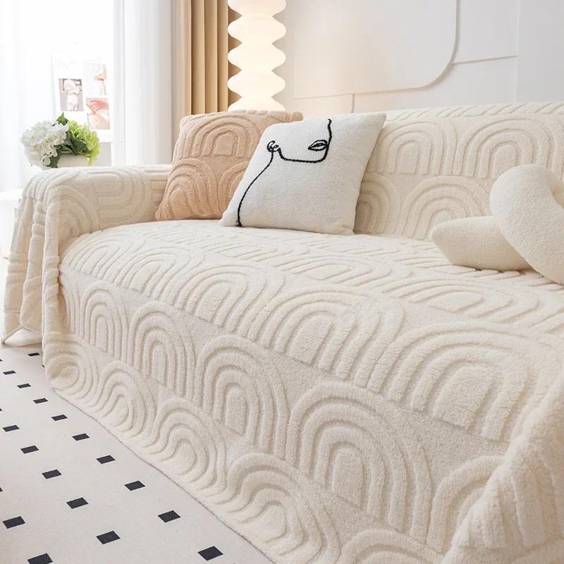Anti Cat Scratch Plush Sofa Towel Full Package Winter Thickened Sofa Cover Simple Modern Sofa Cover Cloth Blanket
