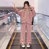 Girls' Autumn Sporty Set: Hooded Sweatshirt & Wide-Leg Pants Two-Piece