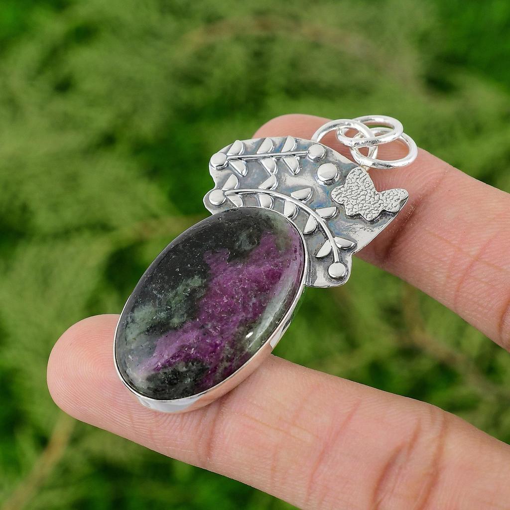 Daughters Day Deal Ruby Zoisite Gemstone 925 Silver Sister Anniversary Pendant
