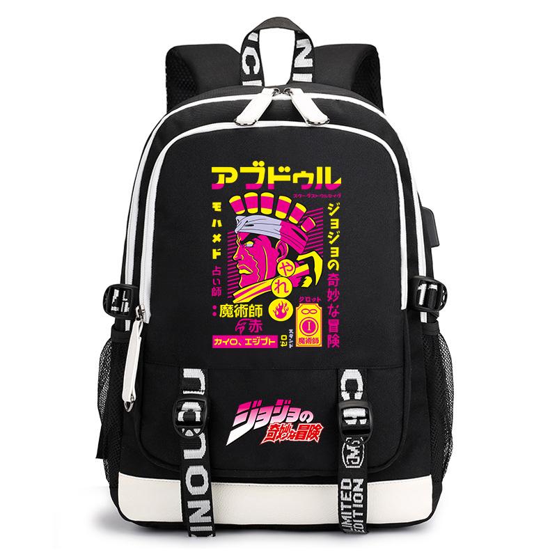 Anime JoJo Print Lightweight Student Backpack Casual Daypack for Teen Kids Junior School Bag