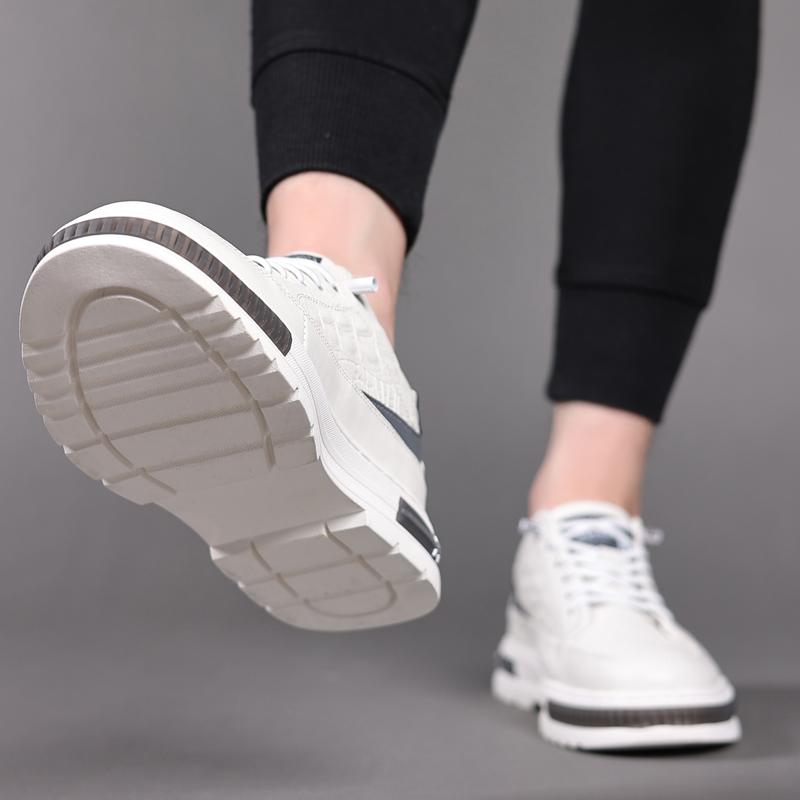 FashionClassic Herren-Sneakers Plateau Herren Komfort Leder Skateboardschuhe Herren Schnürschuhe Weiße Sneakers Herren Zapatillas De Skate