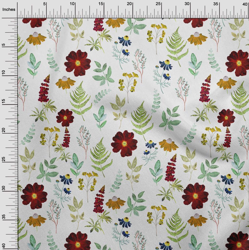 oneOone Cotton Poplin Brown Fabric Floral Watercolor Sewing Craft Projects Fabric Prints By Yard 42 Inch