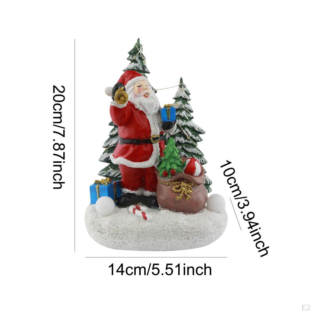 Christmas Figurine Santa Claus Statue Crafts with LED Lights for Home Decor Ornament Sculpture