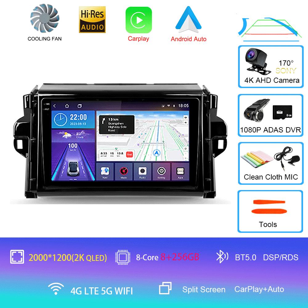Car Radio Android 14 For Toyota Fortuner 2 2015 2016 2017 2018 2019 2020 Stereo Multimedia Navigation GPS Carplay 2 Din Headunit