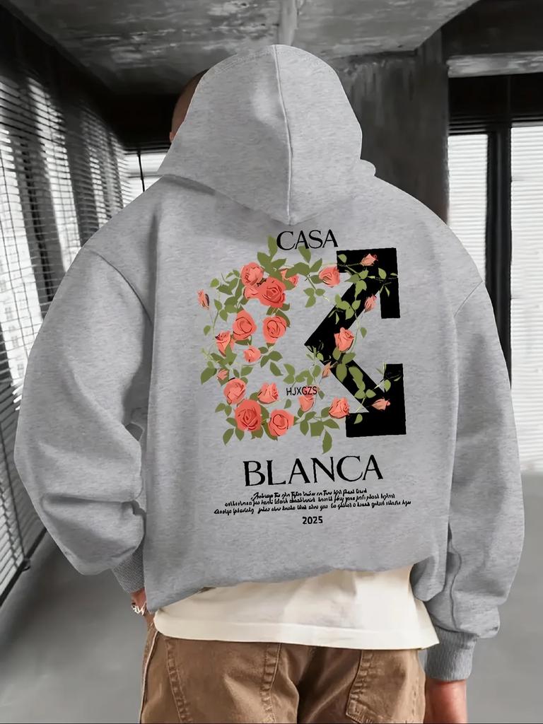2025 Autumn Men's Casual Hooded Vintage Print Simple and Elegant Hooded Shirt The material is environmentally friendly