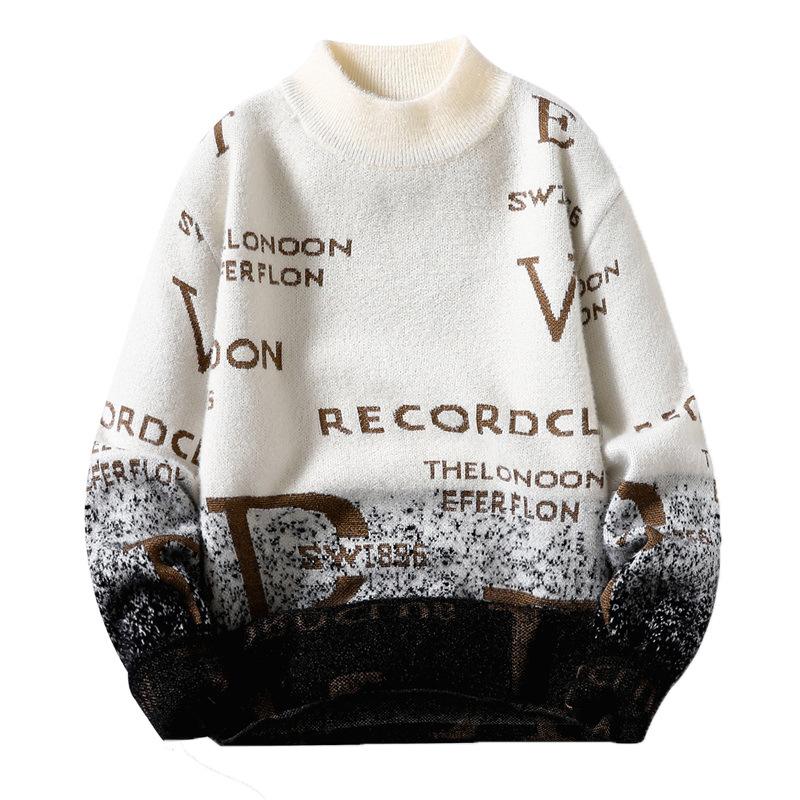 Pullover für Herren, halbhoher Halsausschnitt, Strickunterteil, warme, trendige Winterkleidung