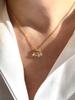 Vlen Minimalist 18K Gold Chain Necklaces Natural Stone Bead Cluster Pendant Necklace Trendy Delicate Jewelry for Wedding