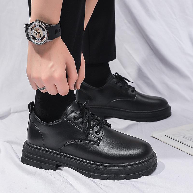 British Style Shoes Business Small Leather Shoes Men's Casual Shoes Platform Lace-up Student Shoes
