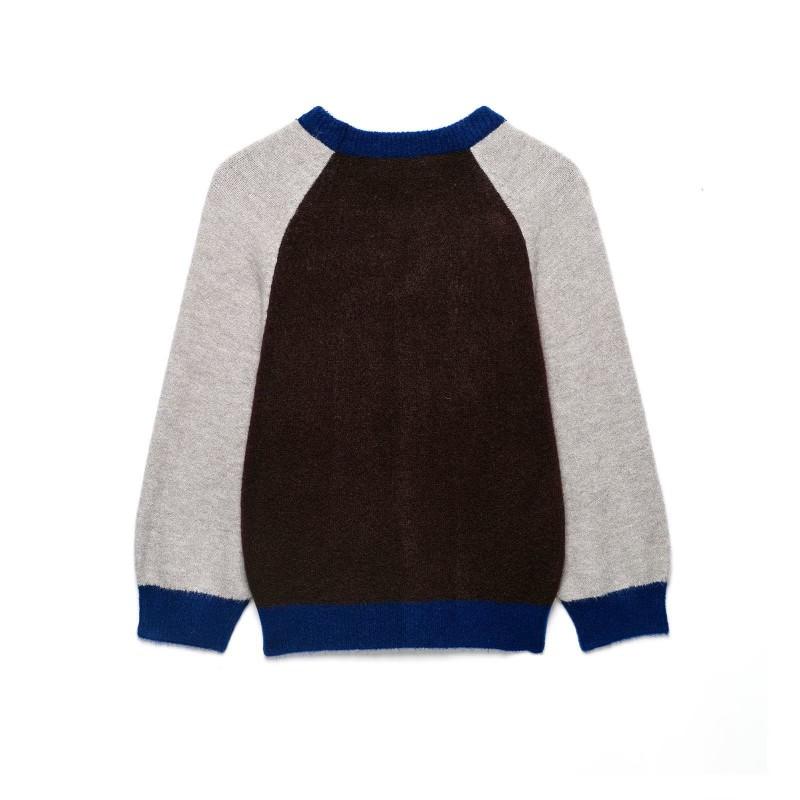 Womens Casual Color Block Knit Sweater 2026 Fall Street Style Long Sleeve Top