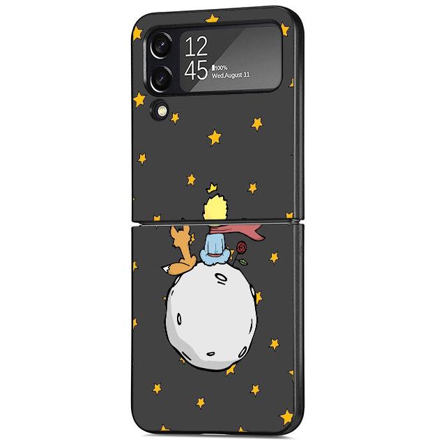 

Чехол с рисунком «Маленький принц» для Samsung Galaxy Z Flip 3 4 5G, черный жесткий корпус для телефона из ПК Z Flip4, роскошный чехол в виде ракушки Samsung Z Flip4 5G