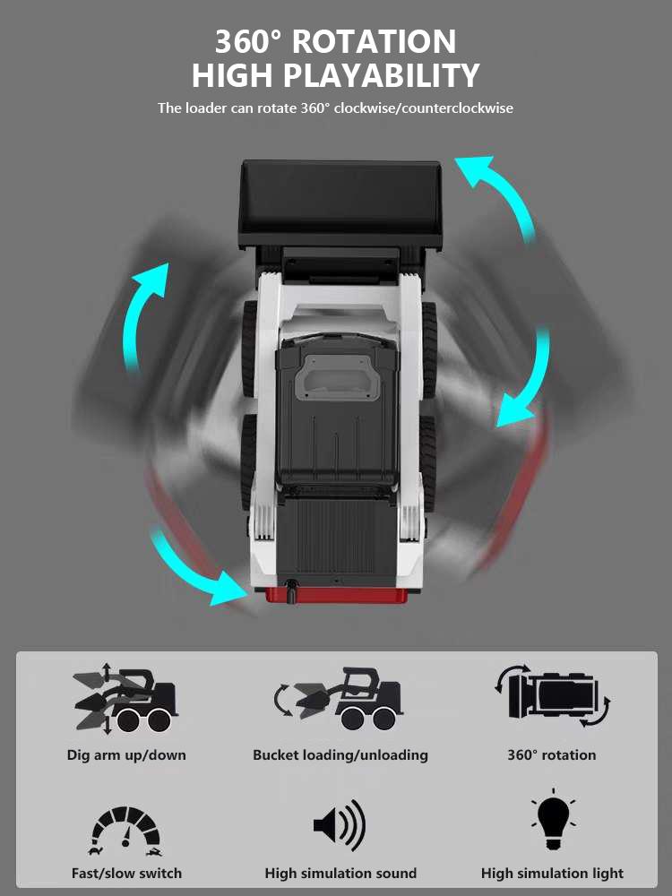 Double E E594 1:14 Remote Control Slip Loader Toy Car RC Truck Engineering Vehicle Skid Steer Excavators Toys for Boys Gifts