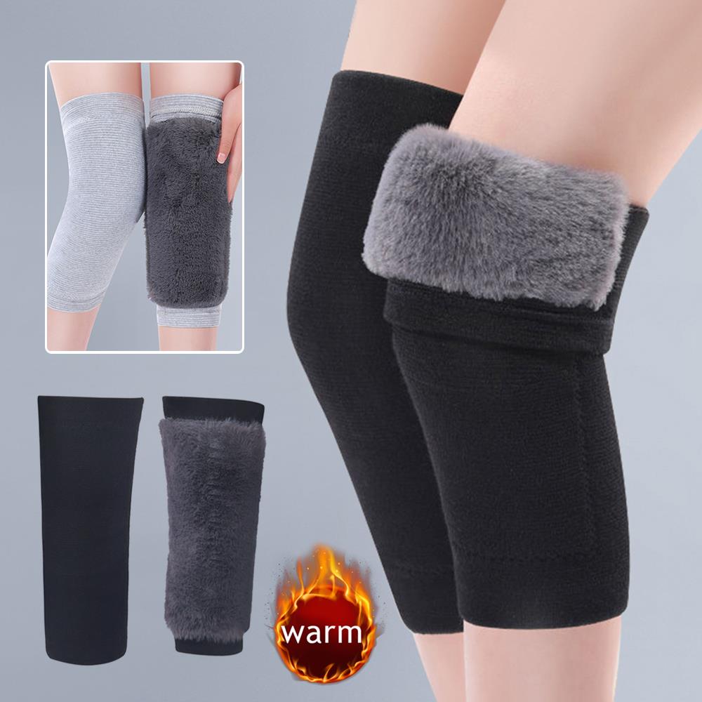 Durable And Safe Rabbit Fur Warm Plush Knee Pads Thick Plush Leg Warmers Sleeves Winter Knee Pads Warm Brace Cold Leg Arthritis Kneepad