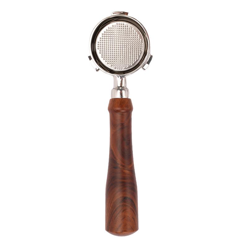 51mm Solid Wood Handle for Three-Ear DeLonghi Coffee Machine, 304 Stainless Steel Bottomless Extraction Accessory.