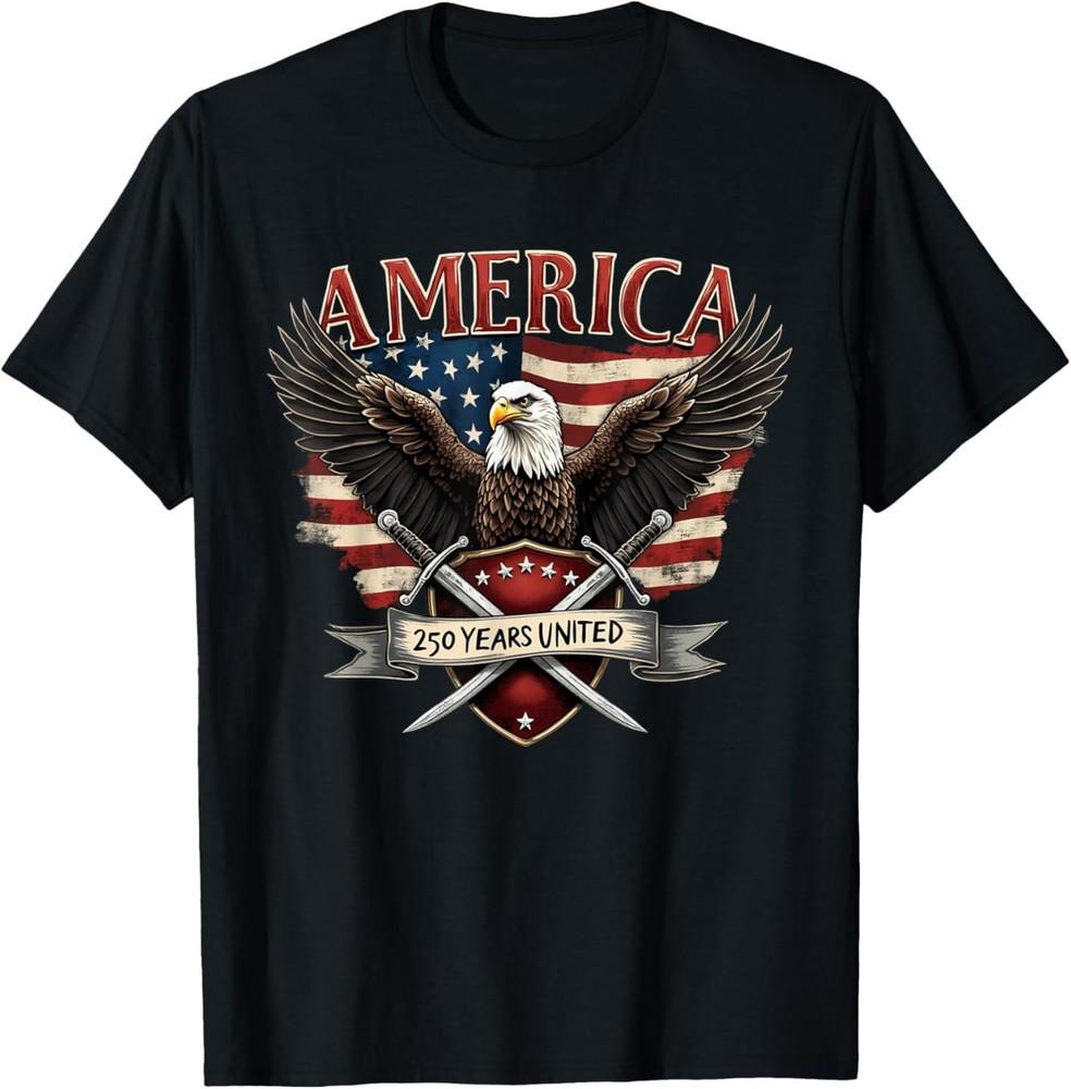Retro USA 250 Years United Bald Eagle Patriotic Flag Graphic T-Shirt Unisex T-Shirt XXXL