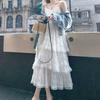 Summer Befree Long Vintage Casual Ruffles Elegant Maxi Strap Camis Silky Beach Lace Elegant Party Dress Vestidos Sexy Women