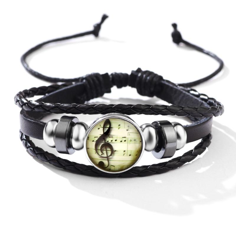 Vintage Punk Leather Bracelet Multilayer Beaded Braided Sun Moon Lovers Couple Gift for Him Her розовый
