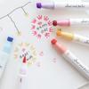 6pcs Color Stamp Pen Set Seal Paint Dual-side Brush & Highlighter Liner Art Marker for Drawing