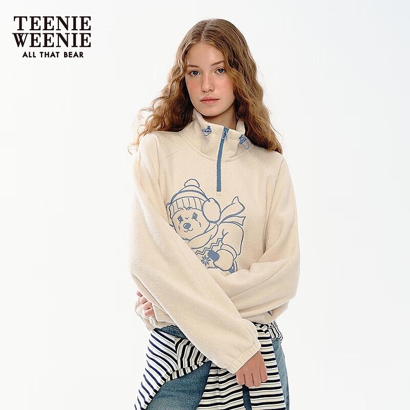 Teenie Weenie Women's Bear Graphic Stand-Collar Sweatshirt