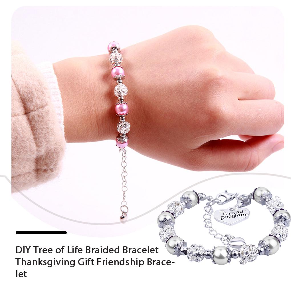 Beautiful Bracelet Stainless Steel Crystal Heart-shaped DIY Chains Handcrafted Glass Stylish Friendship Bangle Children Wedding