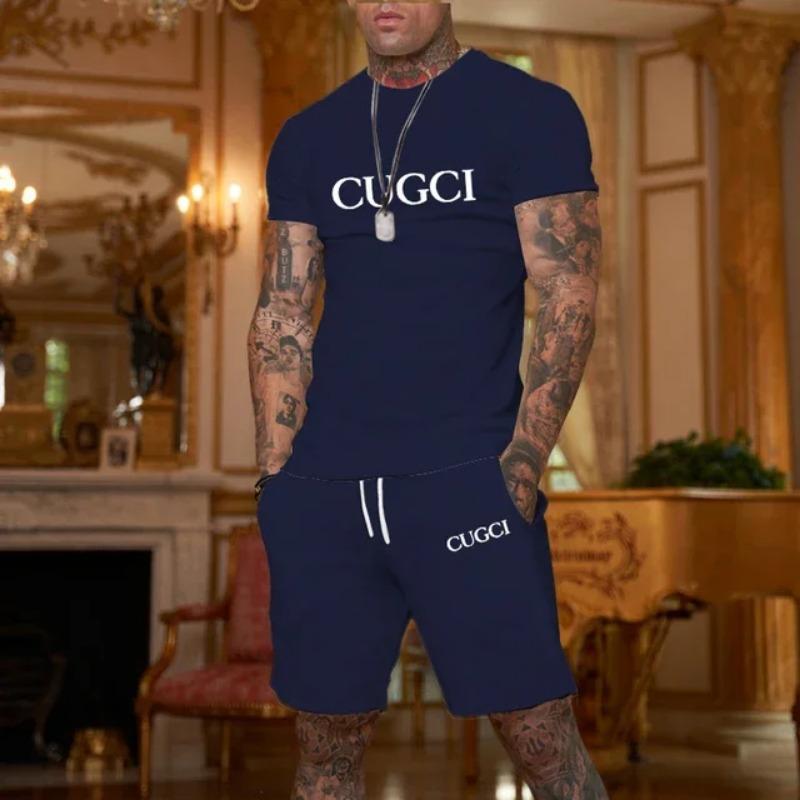 Tricou de vară 2026, set sport casual cu pantaloni scurți pentru bărbați, îmbrăcăminte la modă cu mânecă scurtă, tendință casual pentru cumpărături, esențial pentru călătorii