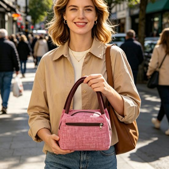 Portable Lunch Bag Thickened Oxford Waterproof Lunch Box Large Opening with Comfortable Handle for Work Travel And Mommy Bag